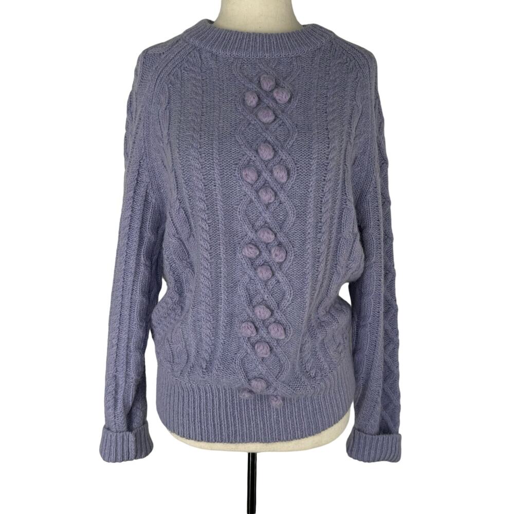 Vintage J Peterman Wool Fishermans Sweater S Pale‎ Purple Knit Crewneck Bauble